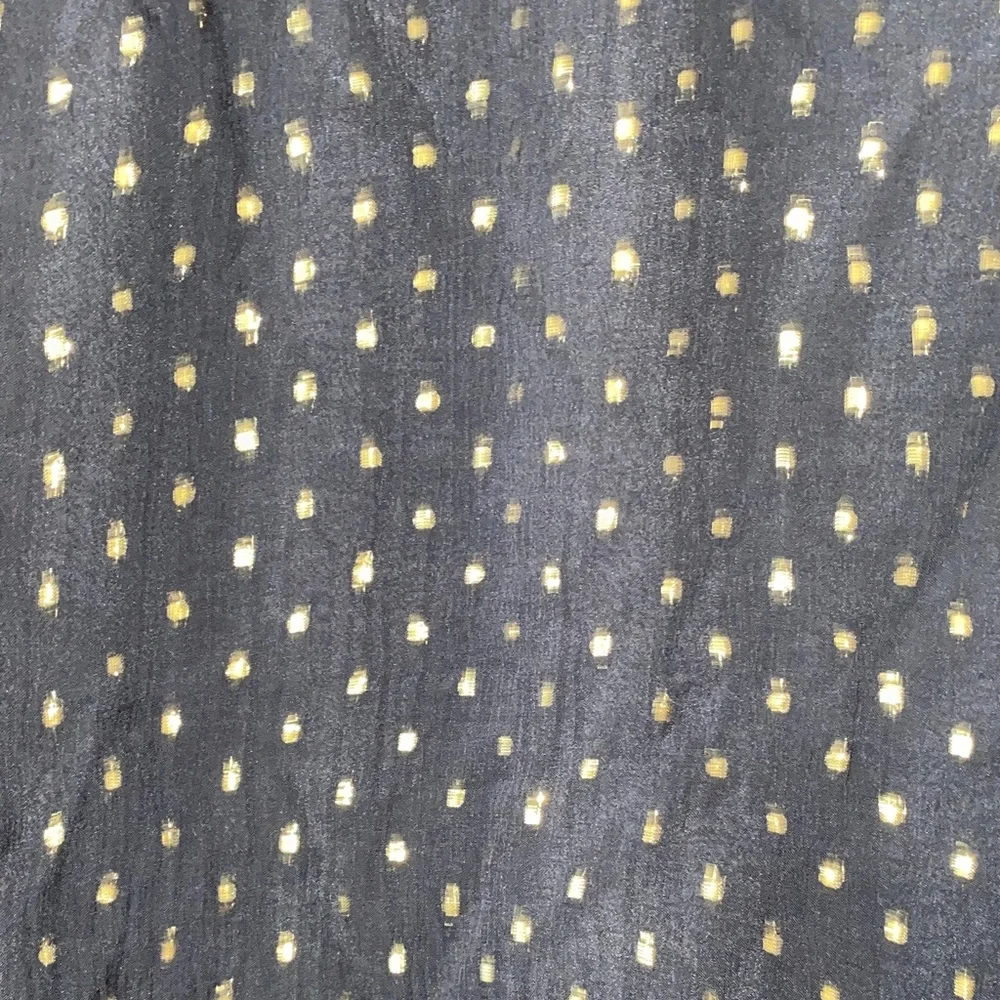 J. Crew Black Blouse with Metallic Gold Dot Pattern. Size Large